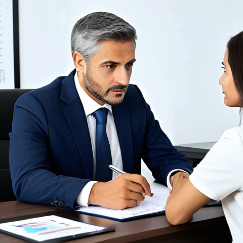 Financial Consultant Meeting**
A professional financial consultant in a modest business suit, sitting across from a fully clothed client in appropriate attire at a modern office desk, discussing investment strategies and risk tolerance, charts and graphs visible in the background, emphasizing long-term financial goals and avoiding short-term emotional decisions, safe for work, perfect anatomy, correct proportions, natural pose, professional photography, high quality, family-friendly.
**